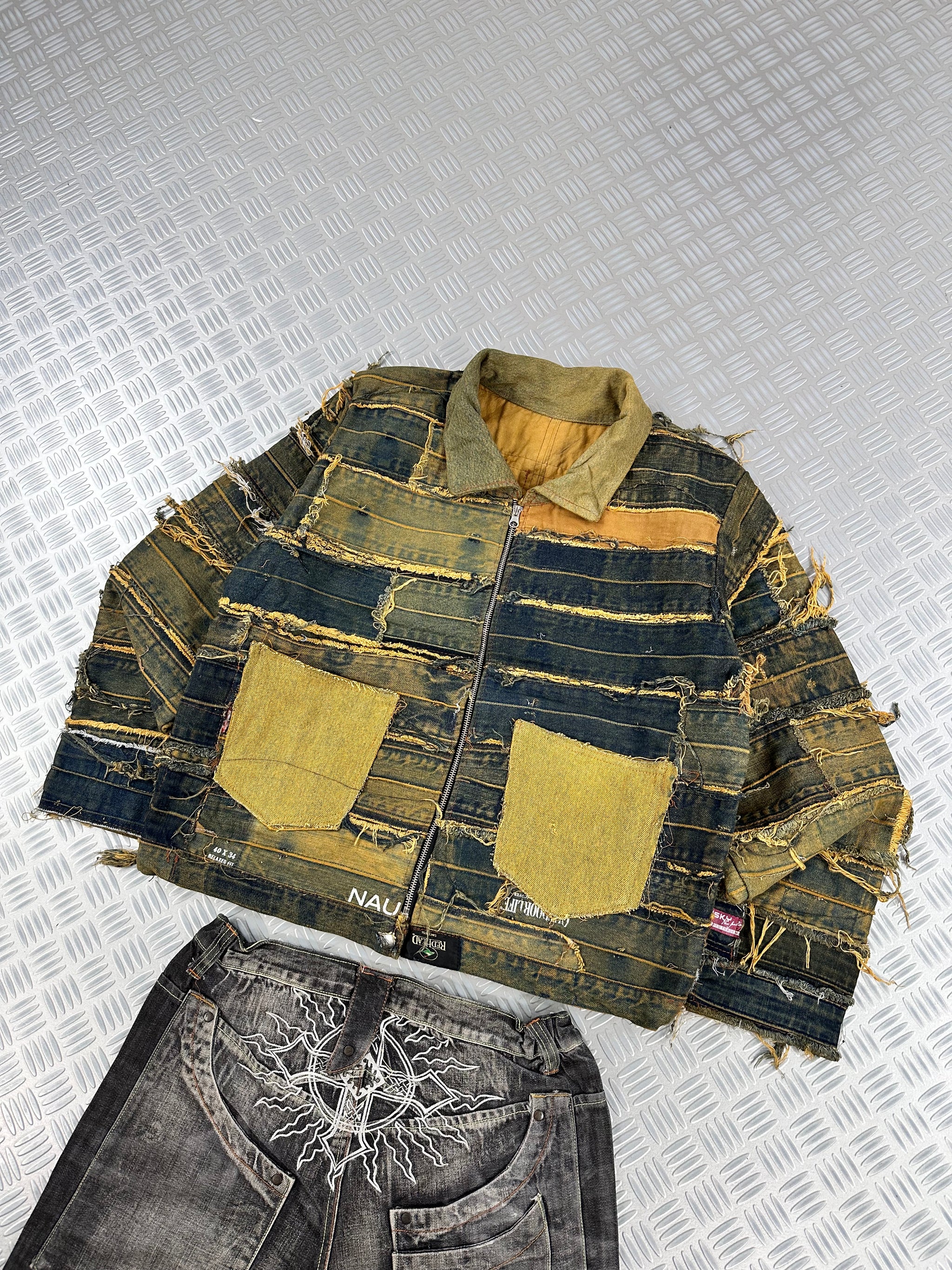 Harrington full zip handmade bomber jacket patchwork upcycled