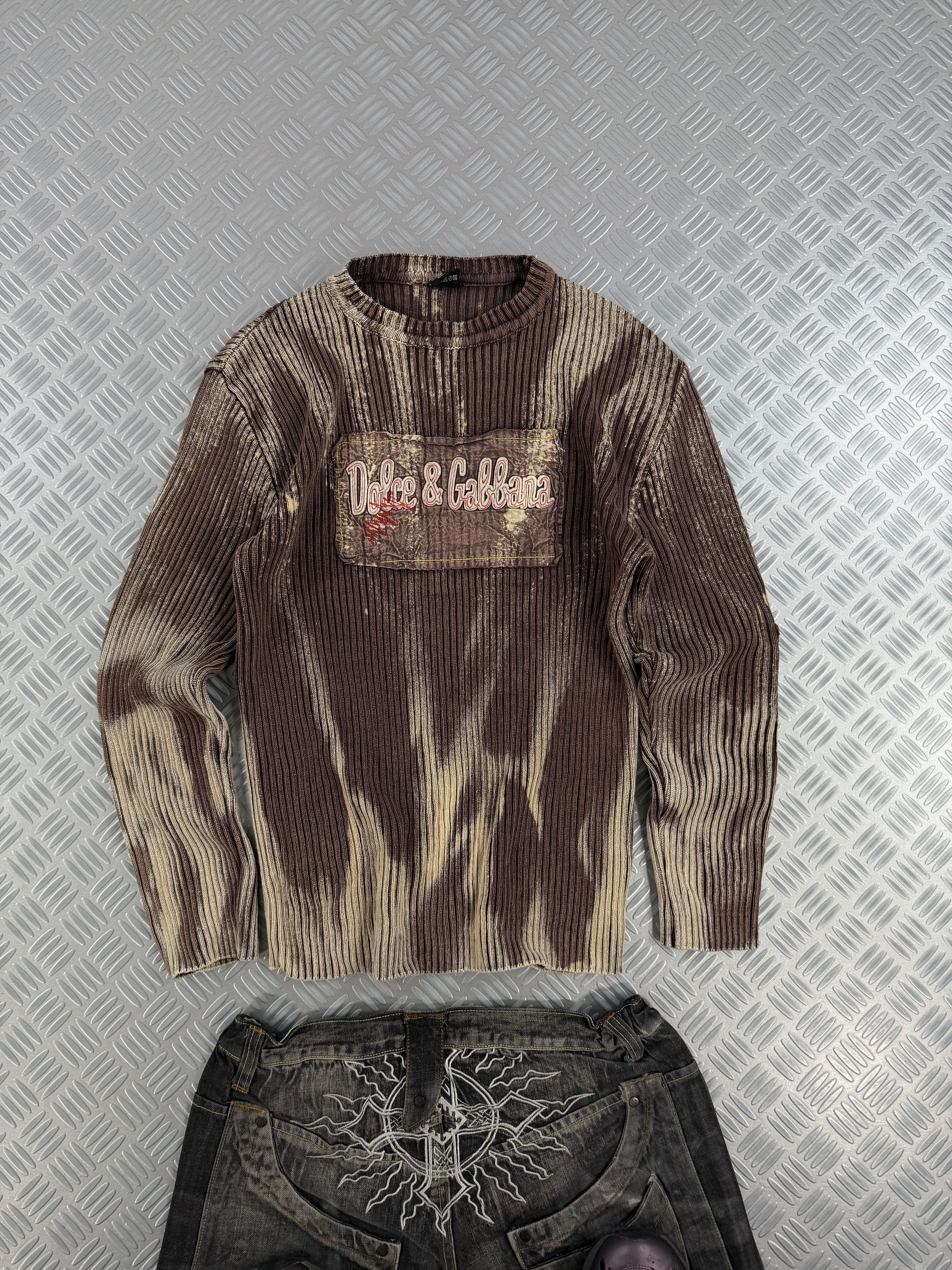 Vintage Y2k Knitted Bleached Sweater (S)