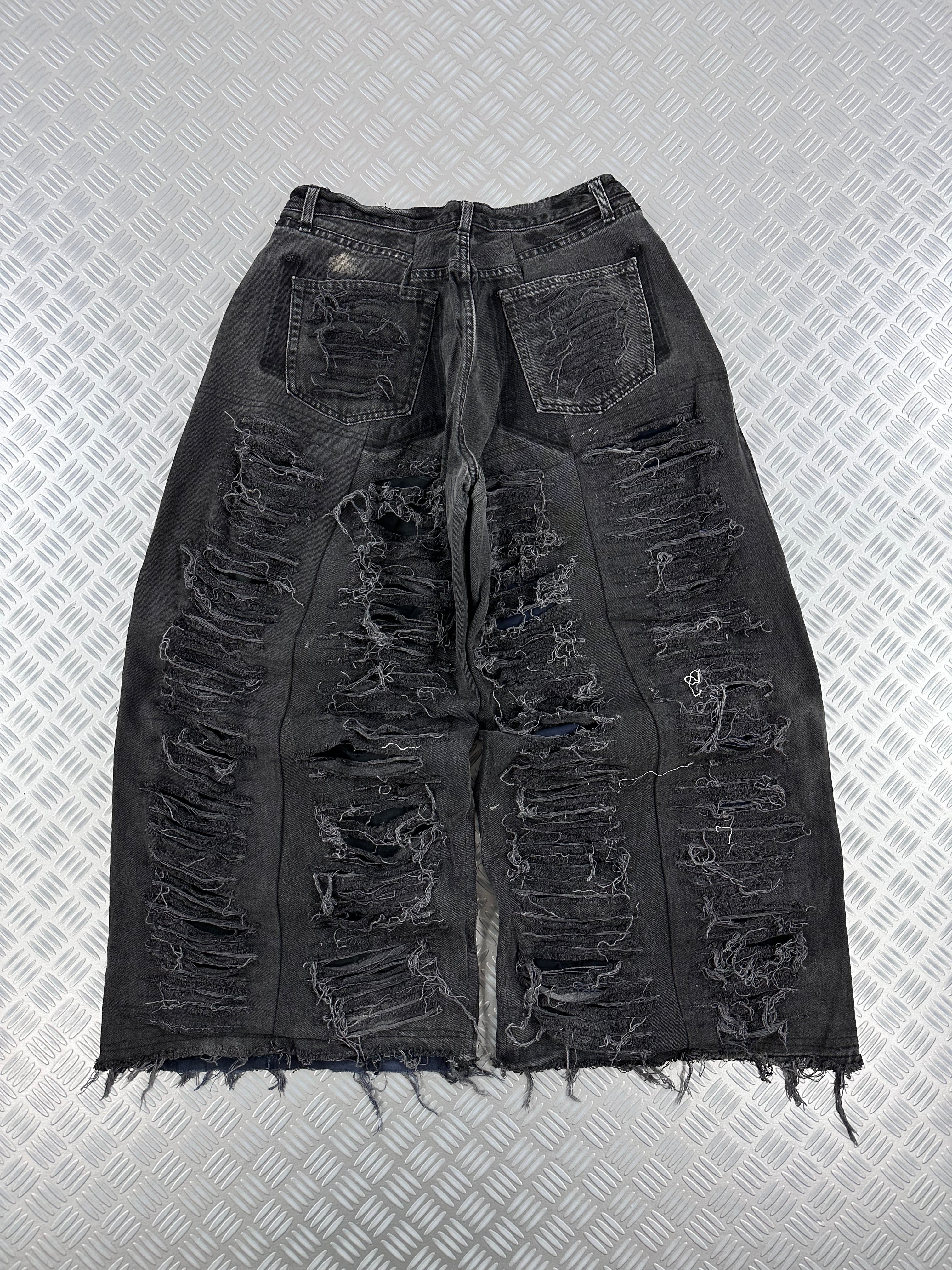 Distressed  Baggy jeans handmade patchwork upcycled