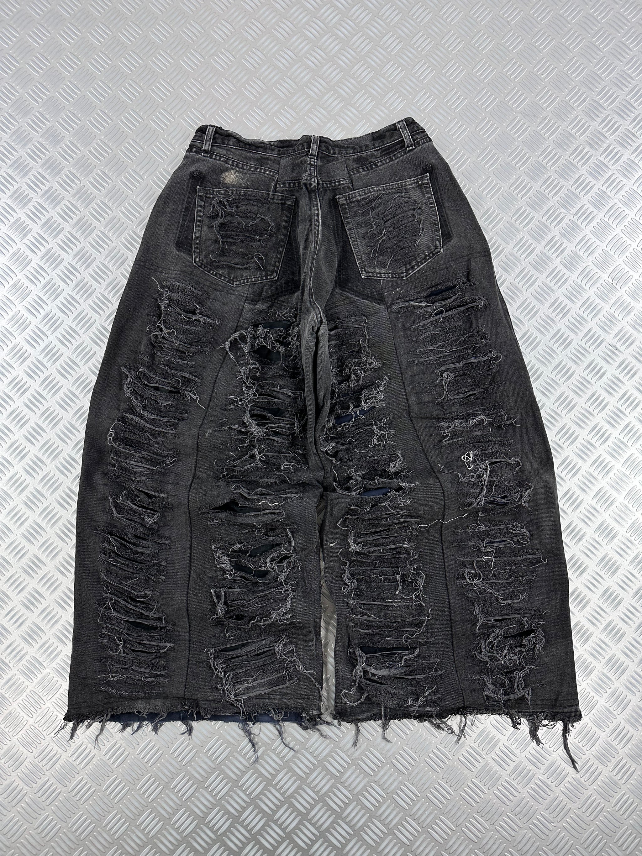 Distressed  Baggy jeans handmade patchwork upcycled