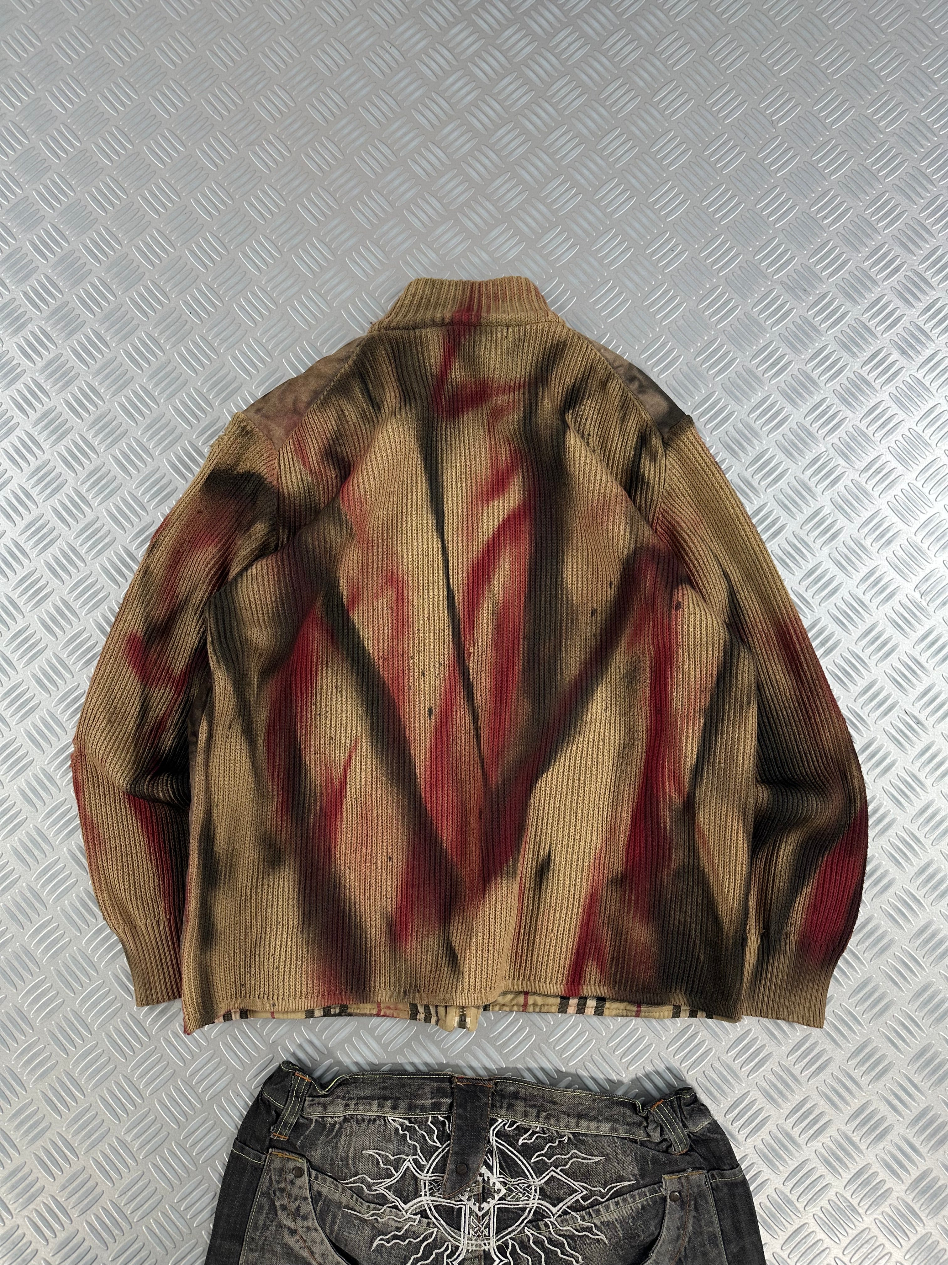 Vintage Burberry Distressed Full Zip Up Knitted Sweater (XL)