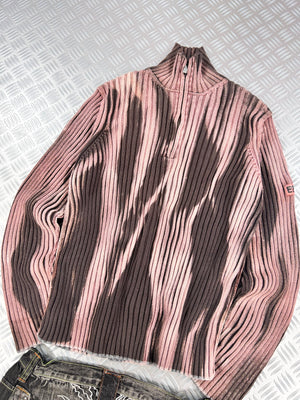 Knitted sweater handmade full zip (L)
