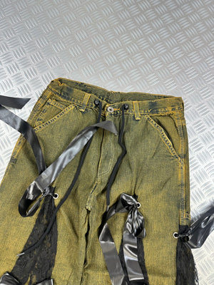 Y2K baggy flared jeans handmade coquette ( M)