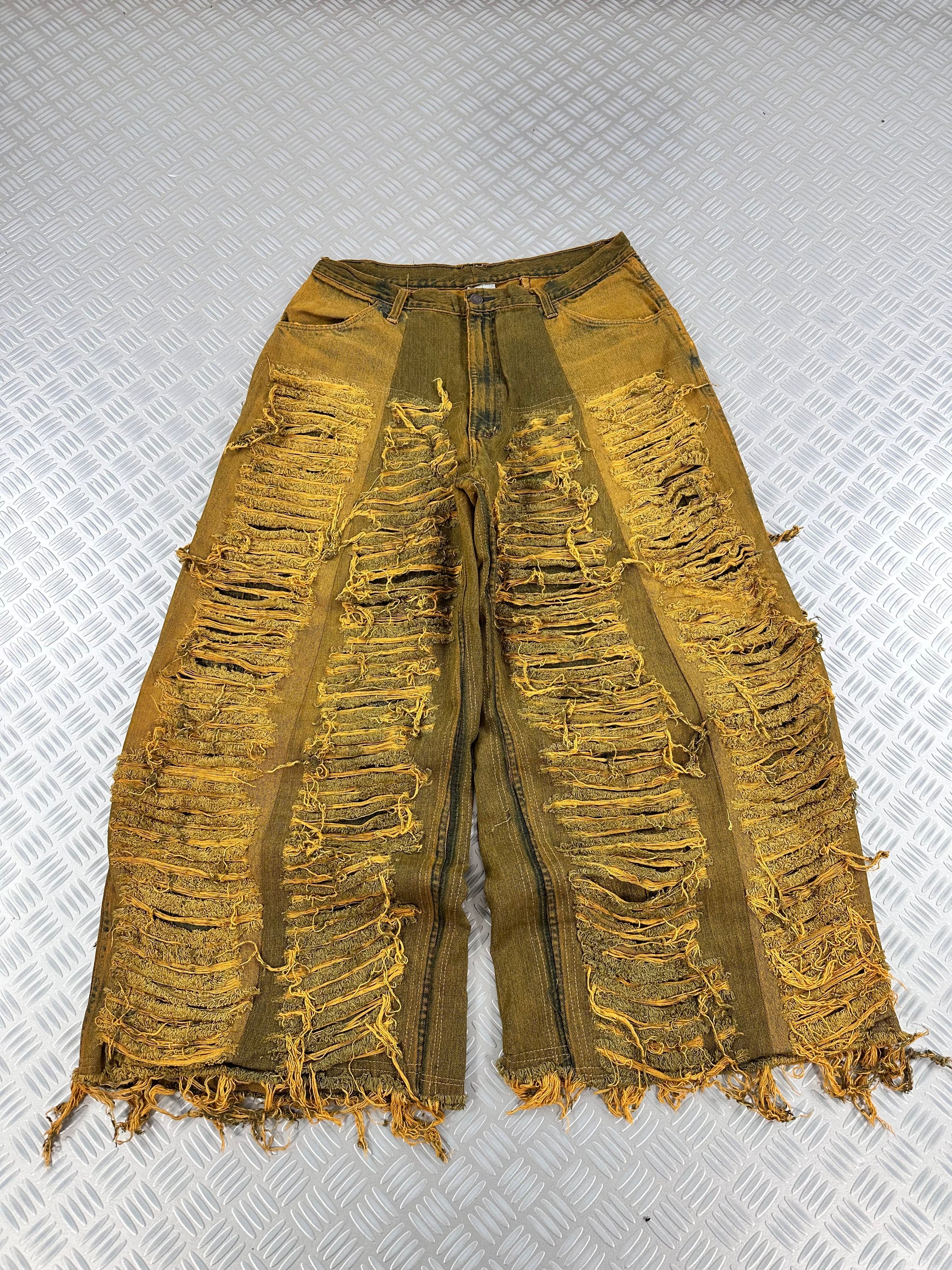 Disstresed baggy jeans handmade patchwork upcycled