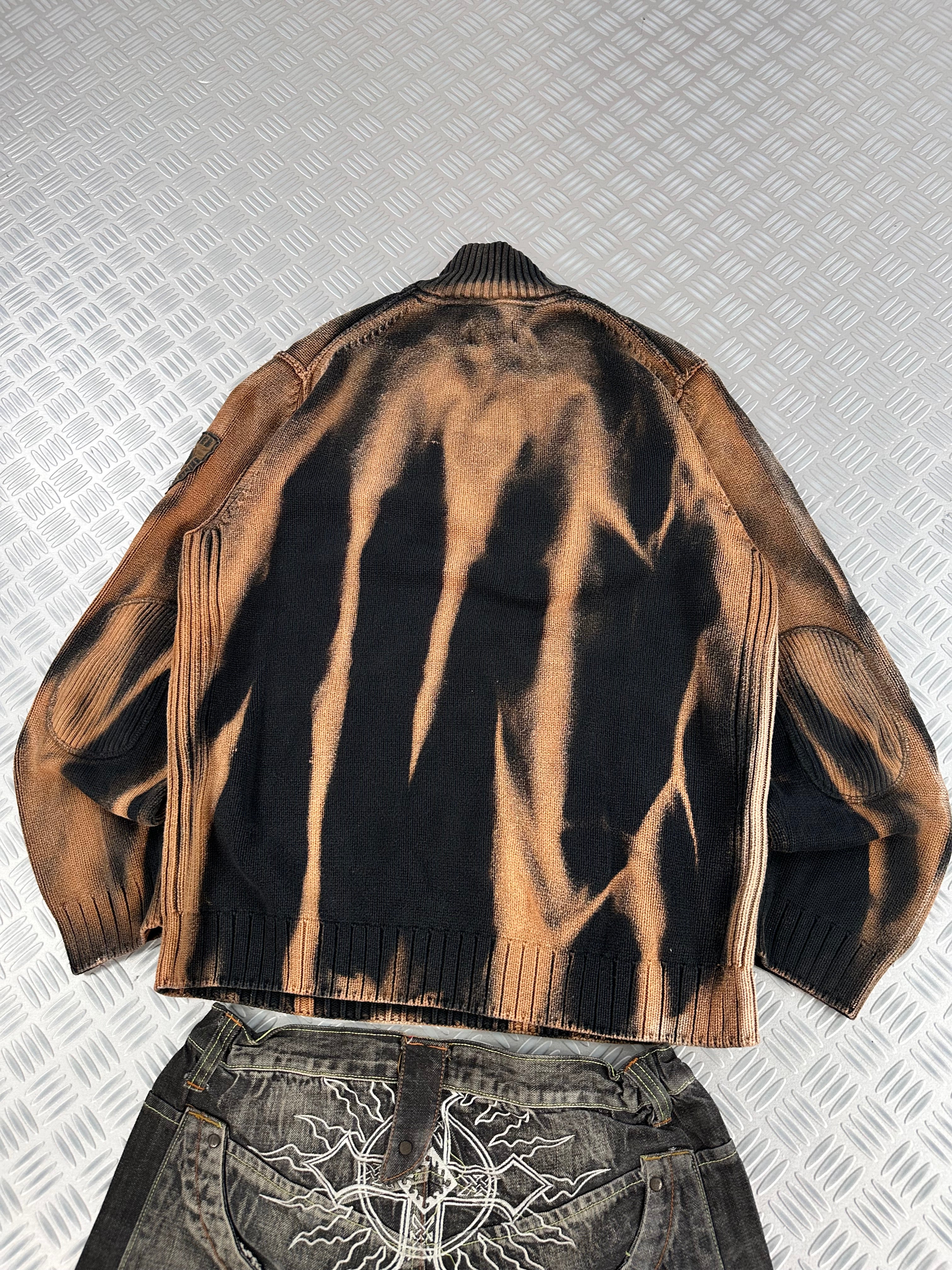 Handmade mid zip knitted sweater ( XL)