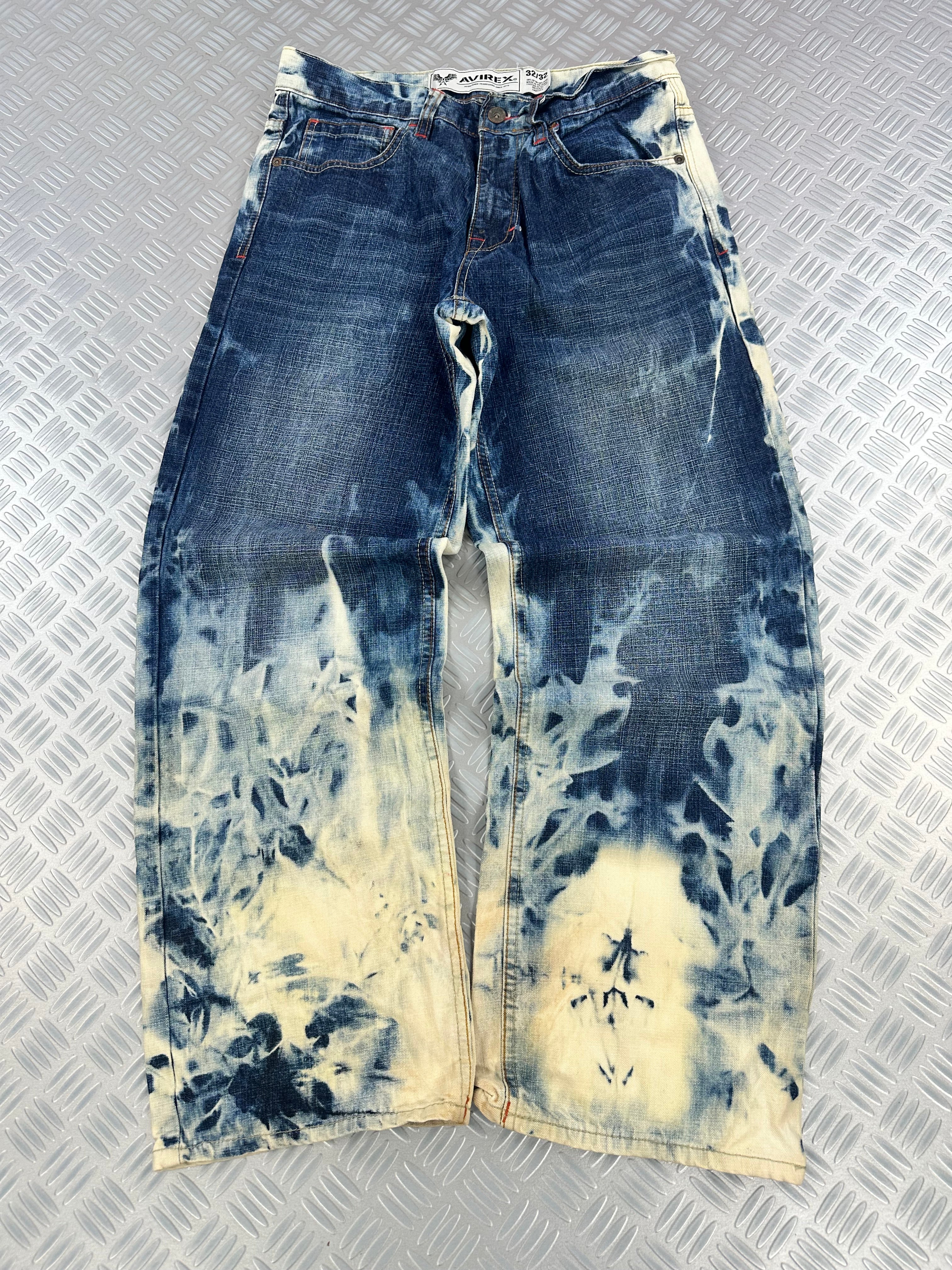 Avirex baggy jeans handmade acid washed ( L)
