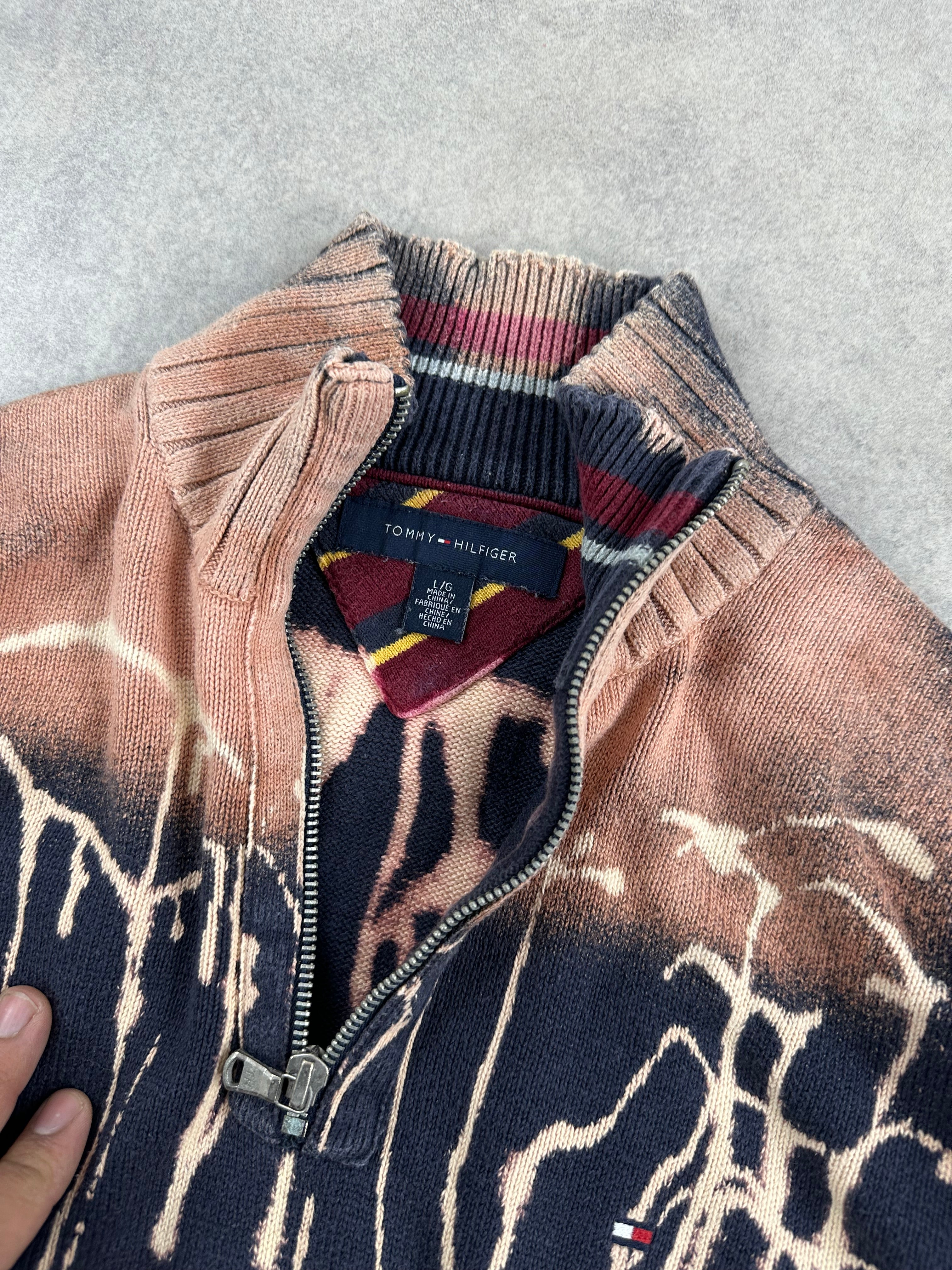 Tommy Hilfiger mid zip knitted sweater custom (L)