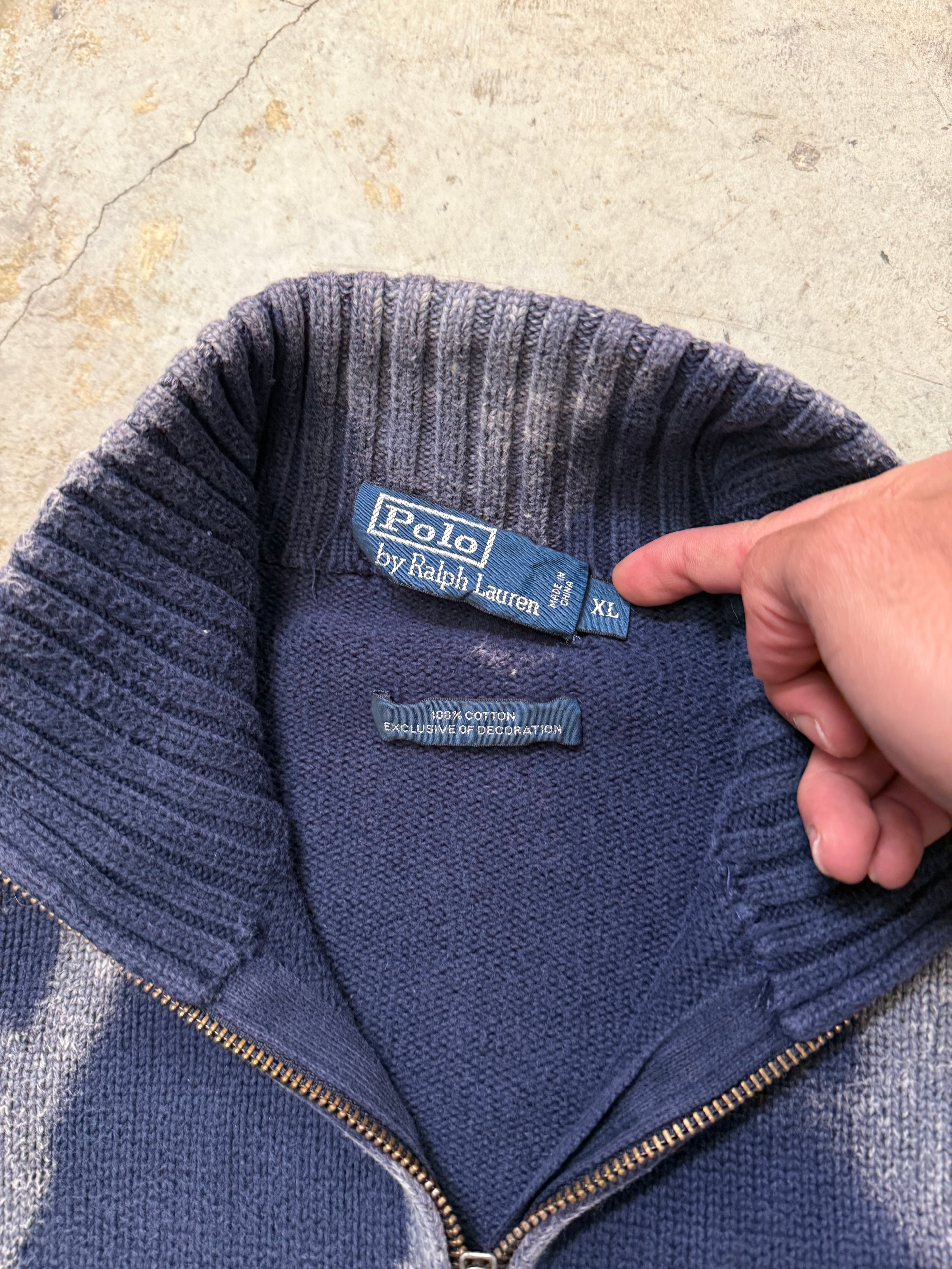 Vintage Polo Ralph Knitted full zip up Knitted Sweater custom (XL)