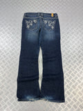 Y2K flared jeans embroidered faded (M)