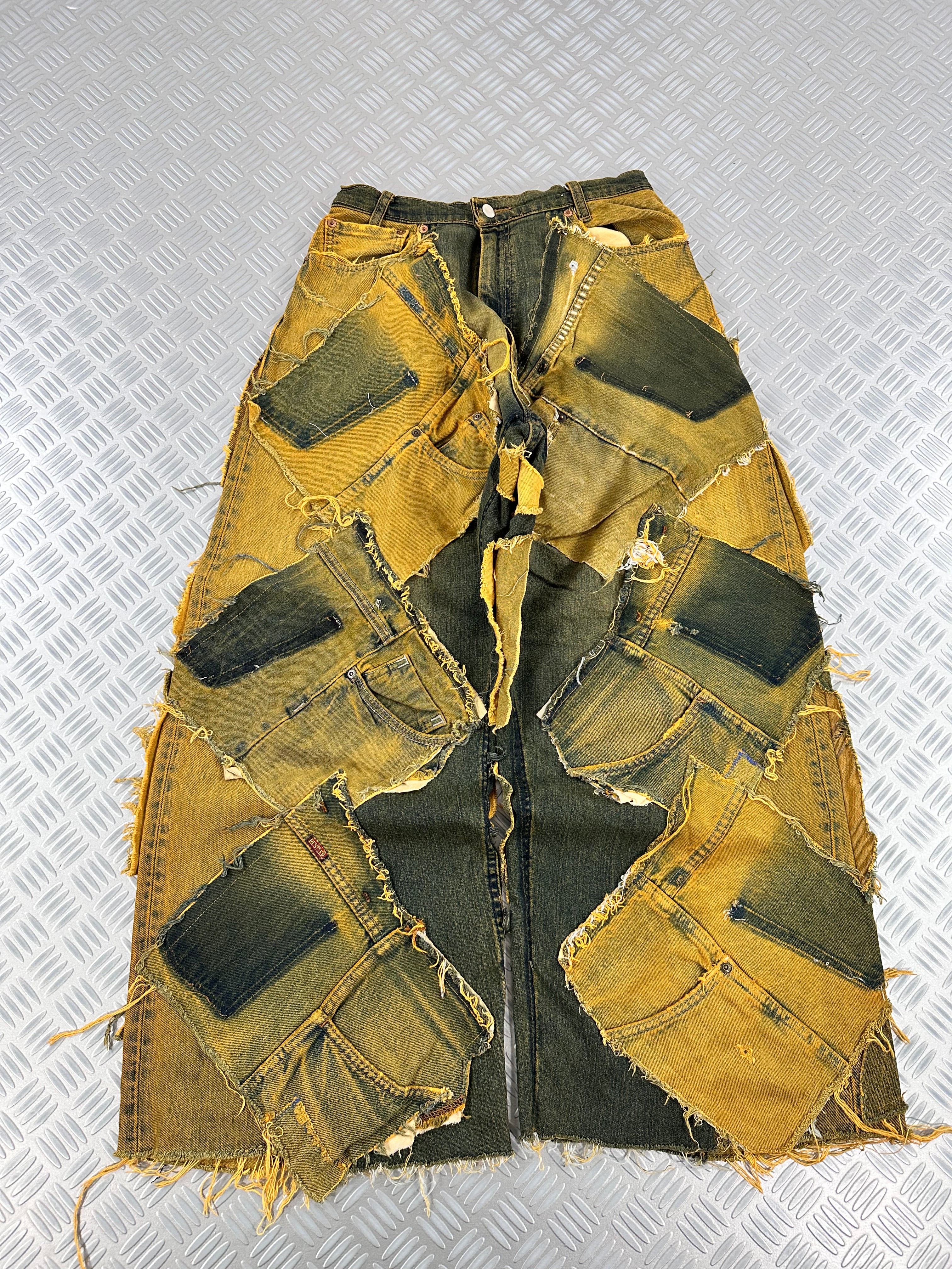 Vintage Patchwork Hip Hop Baggy Jeans Handmade