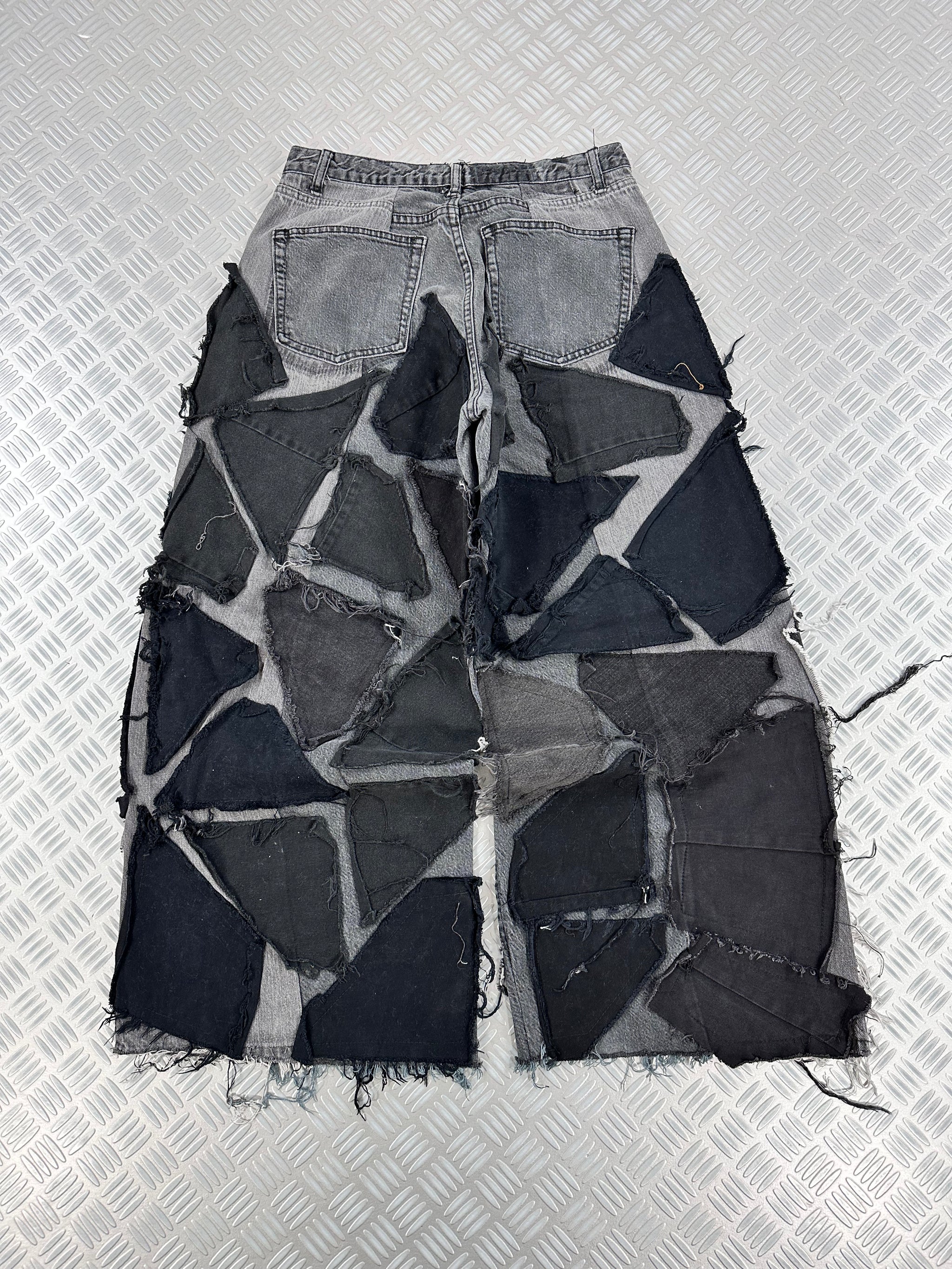 Baggy jeans disstresed múltiplocket upcycled handmade