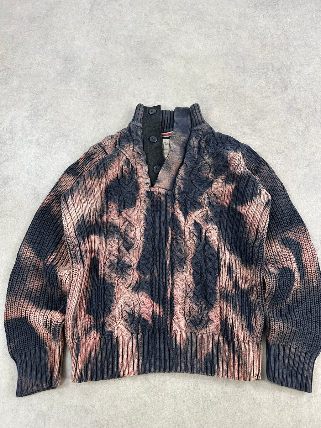 Mid zip knitted sweater y2k custom fitted (L)