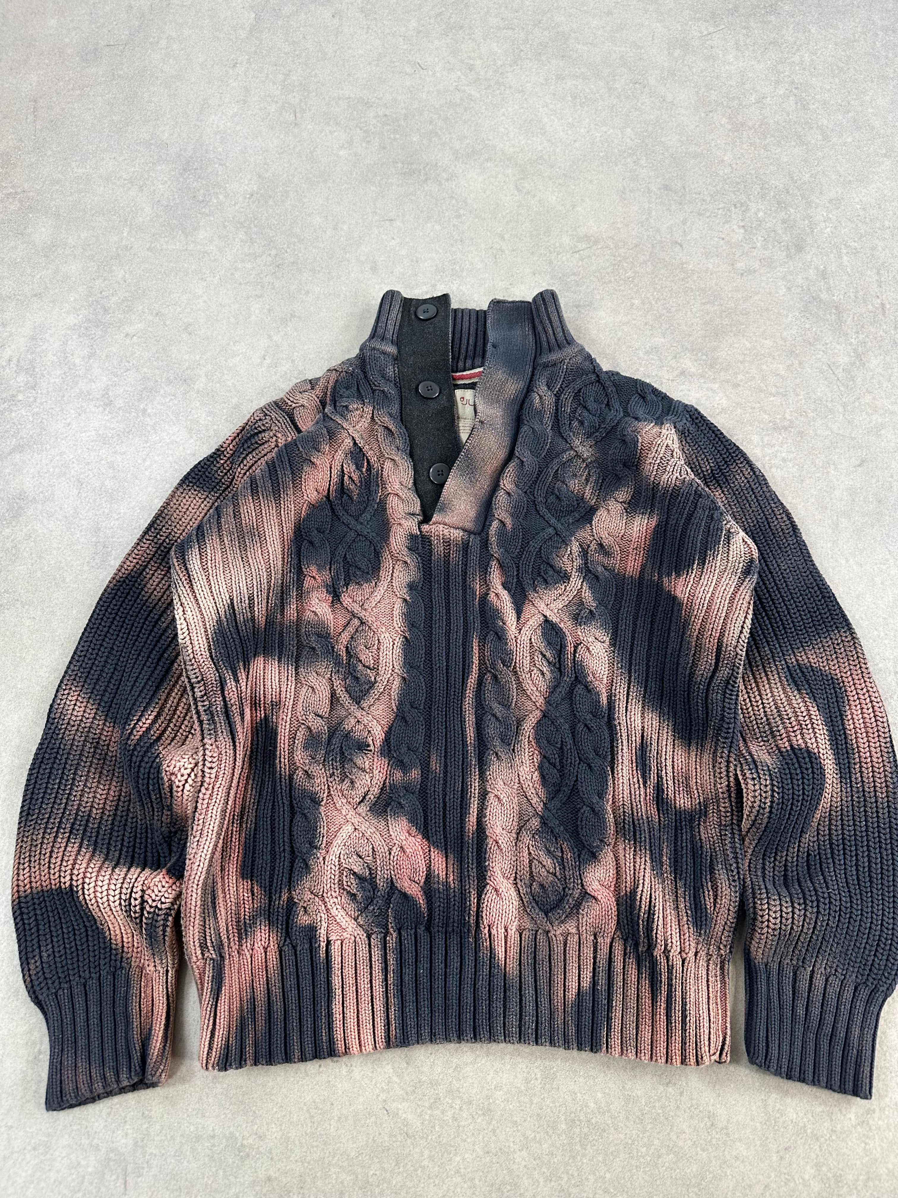 Mid zip knitted sweater y2k custom fitted (L)