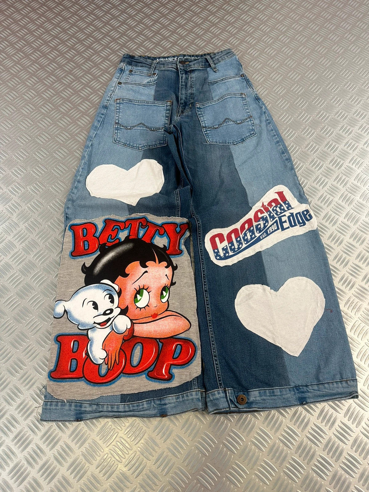 Vintage Hip Hop Denim y2k Baggy Jeans Betty Boop style 90s Upcycled
