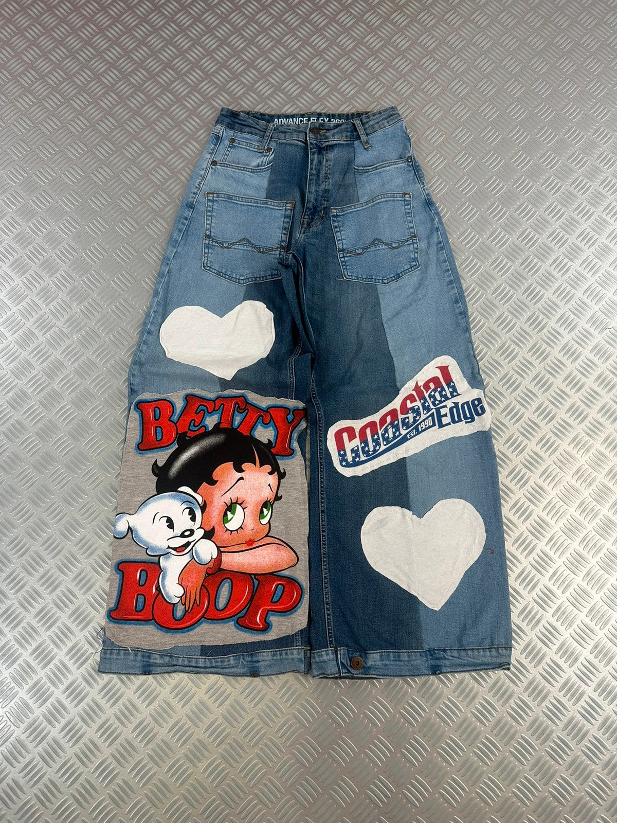 Vintage Hip Hop Denim y2k Baggy Jeans Betty Boop style 90s Upcycled