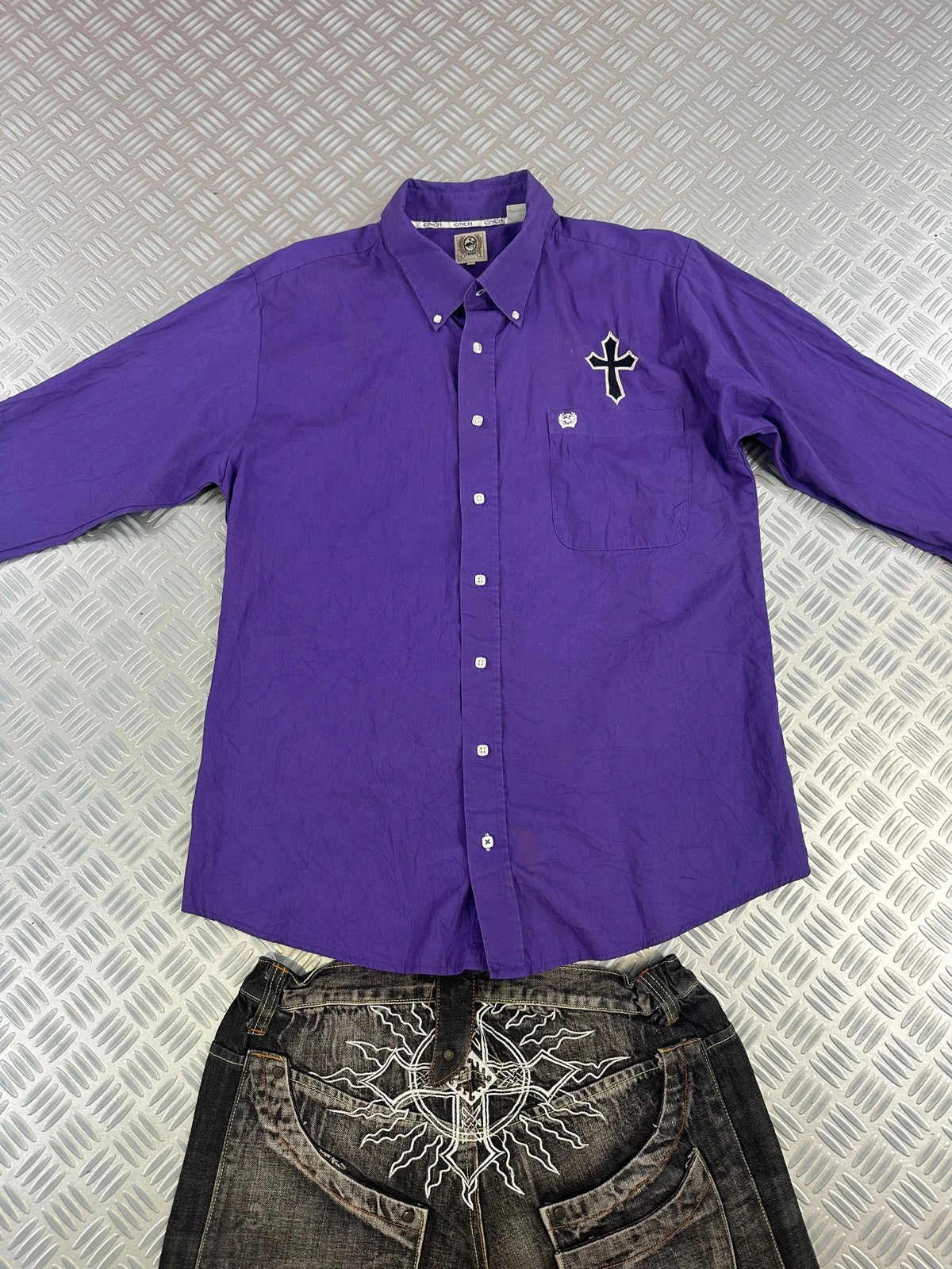 Vintage Tribal Cross Y2K Hip Hop Shirt 90s style affliction rare