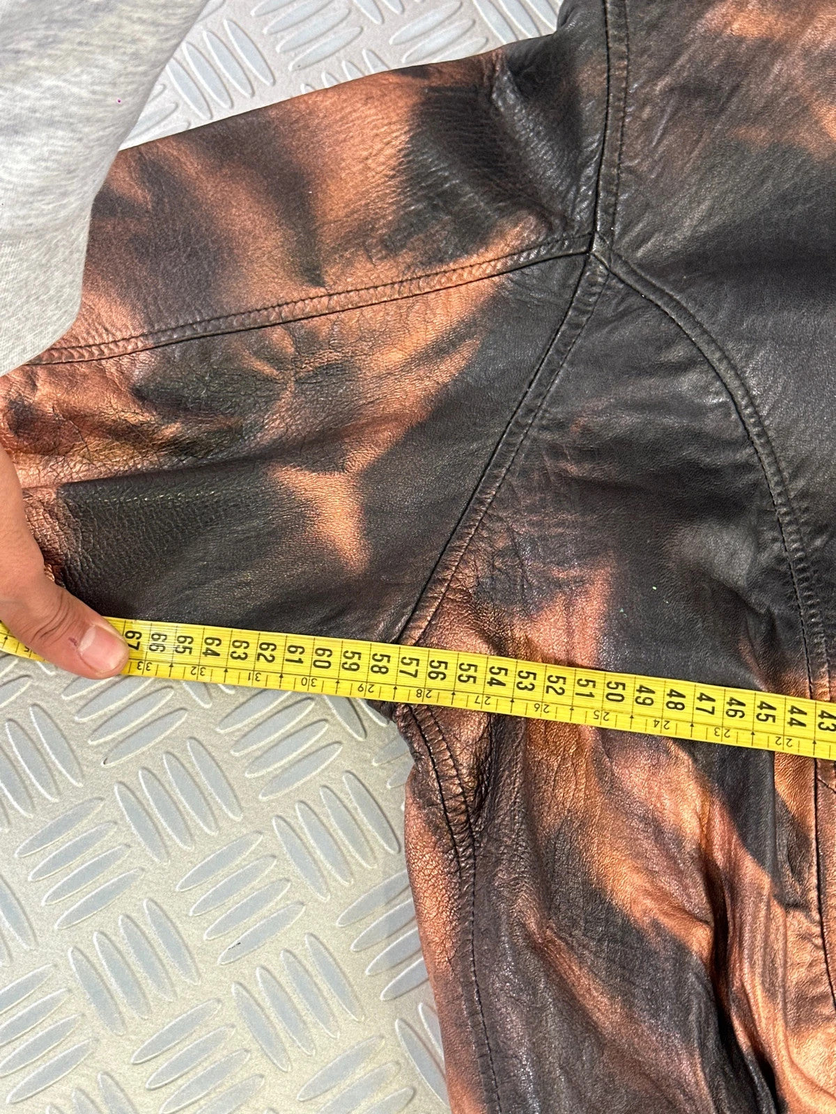 Vintage Faded Leather Bomber Full zip Up Jacket boxy fit 2000s