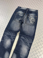 Vintage Flared y2k Japanese Faded Tribal Jeans 2000s style
