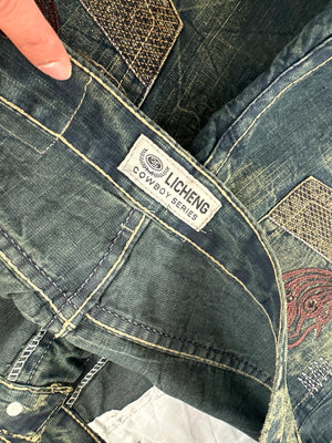 Vintage Faded y2k Baggy Hip Hop Jeans Tribal 00s
