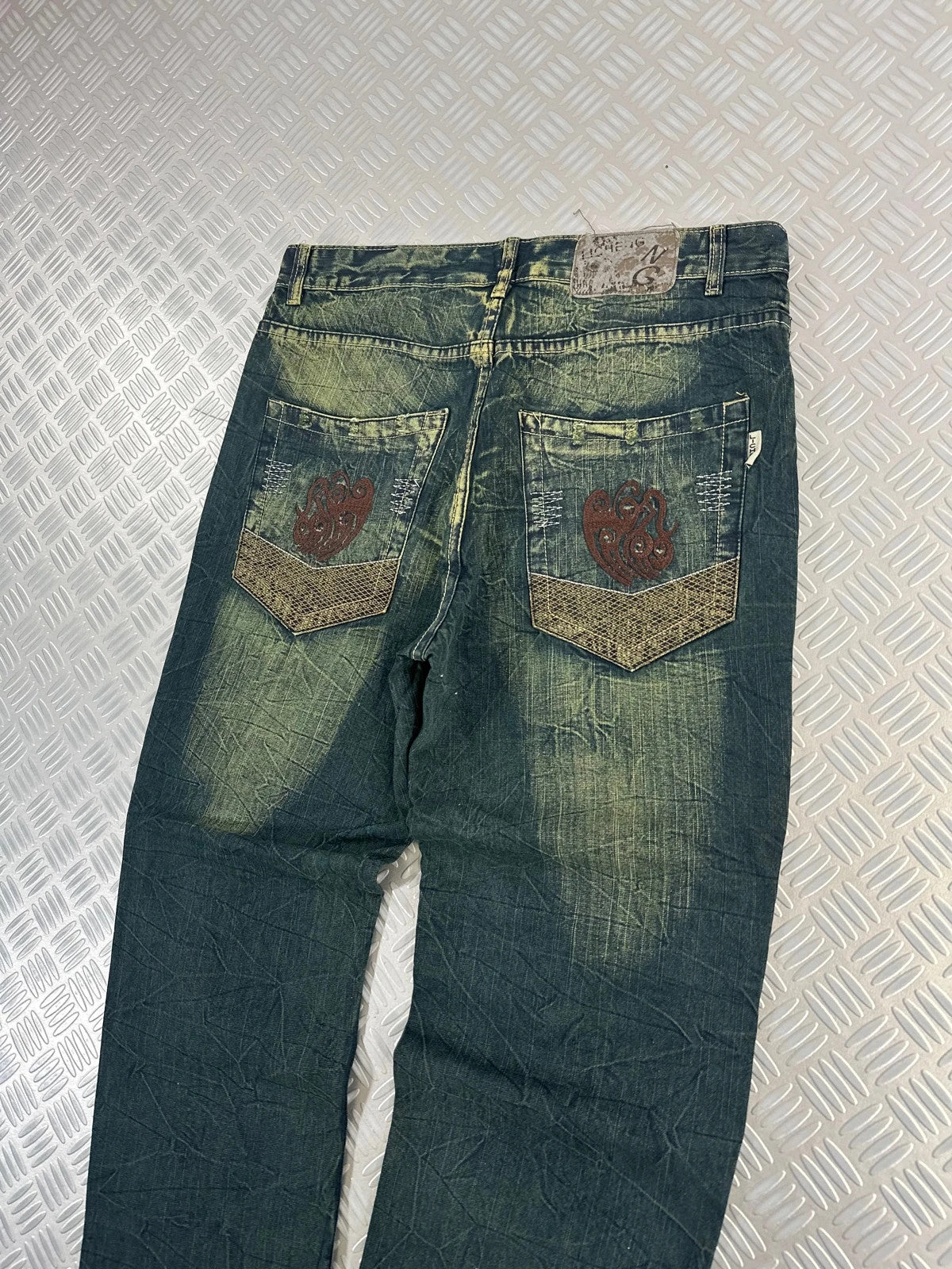 Vintage Faded y2k Baggy Hip Hop Jeans Tribal 00s