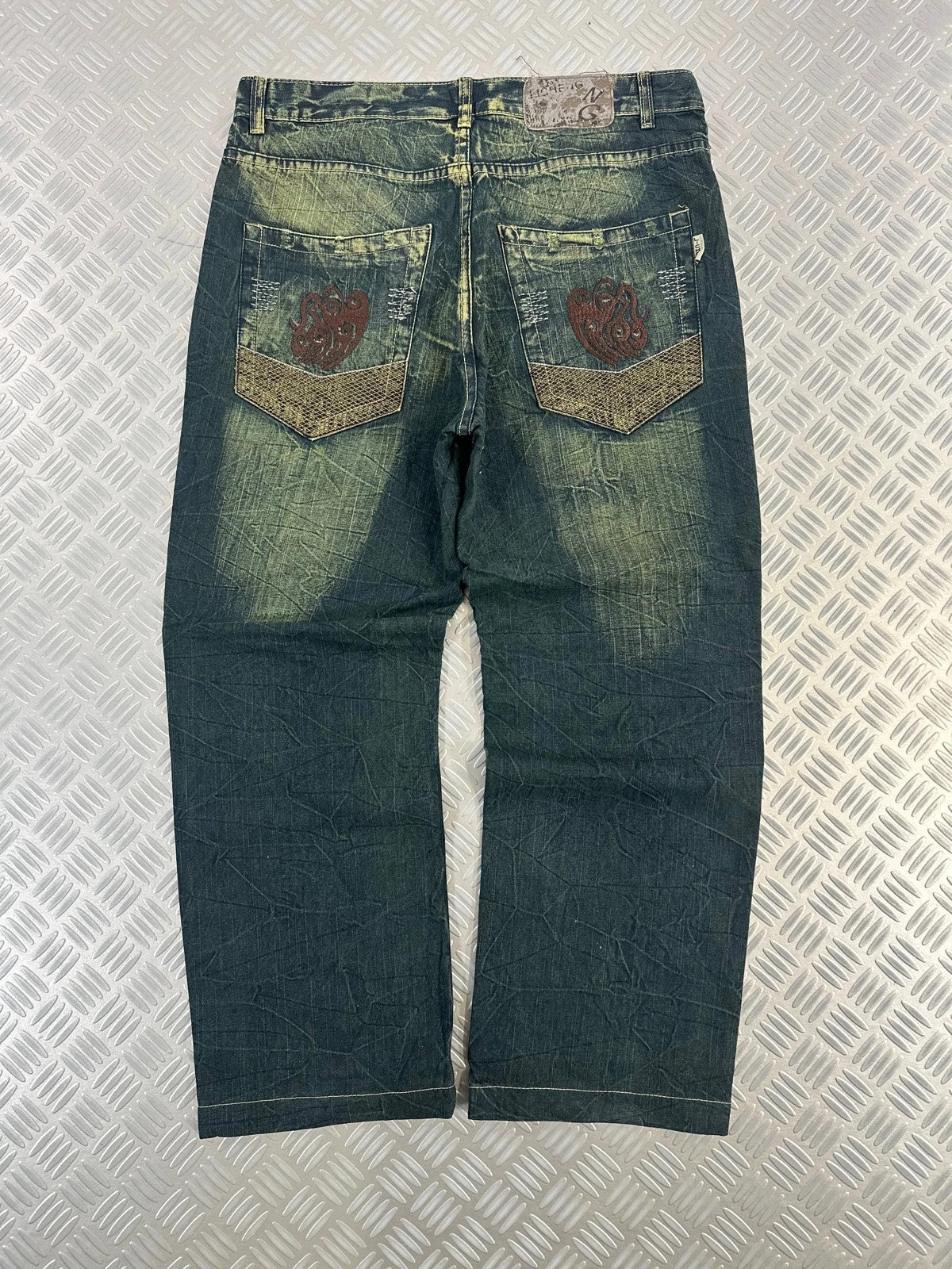 Vintage Faded y2k Baggy Hip Hop Jeans Tribal 00s