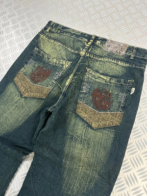Vintage Faded y2k Baggy Hip Hop Jeans Tribal 00s