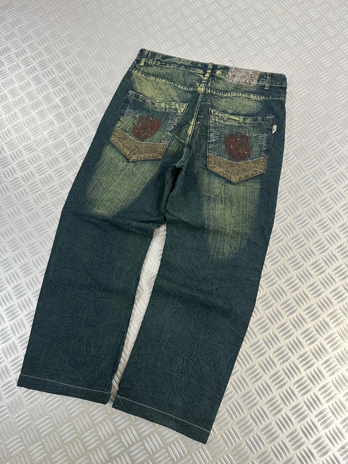 Vintage Faded y2k Baggy Hip Hop Jeans Tribal 00s