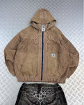 Y2k bomber Hooded full zip Up Jacket Carhartt courdoy boxy fit 2000s handmade