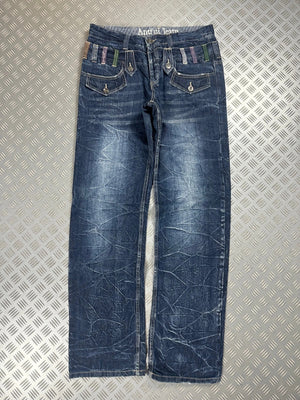 Vintage Flared y2k Faded Japanese Hip Hop Jeans double Knee 2000s rare