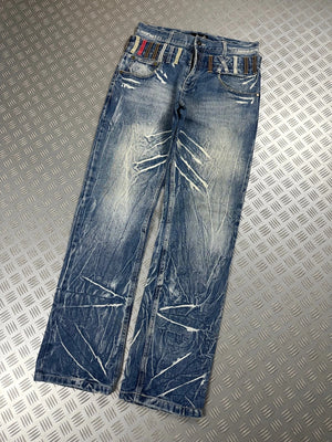 Vintage Double Knee Faded y2k Japanese Flared Jeans 2000s