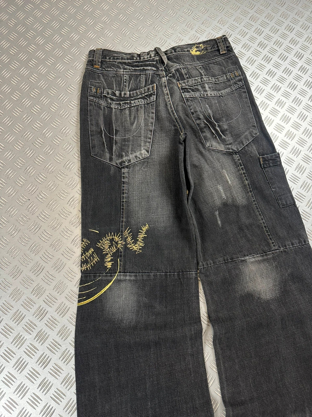 Vintage Hip Hop Tribal Embroidered y2k Baggy jeans 00s