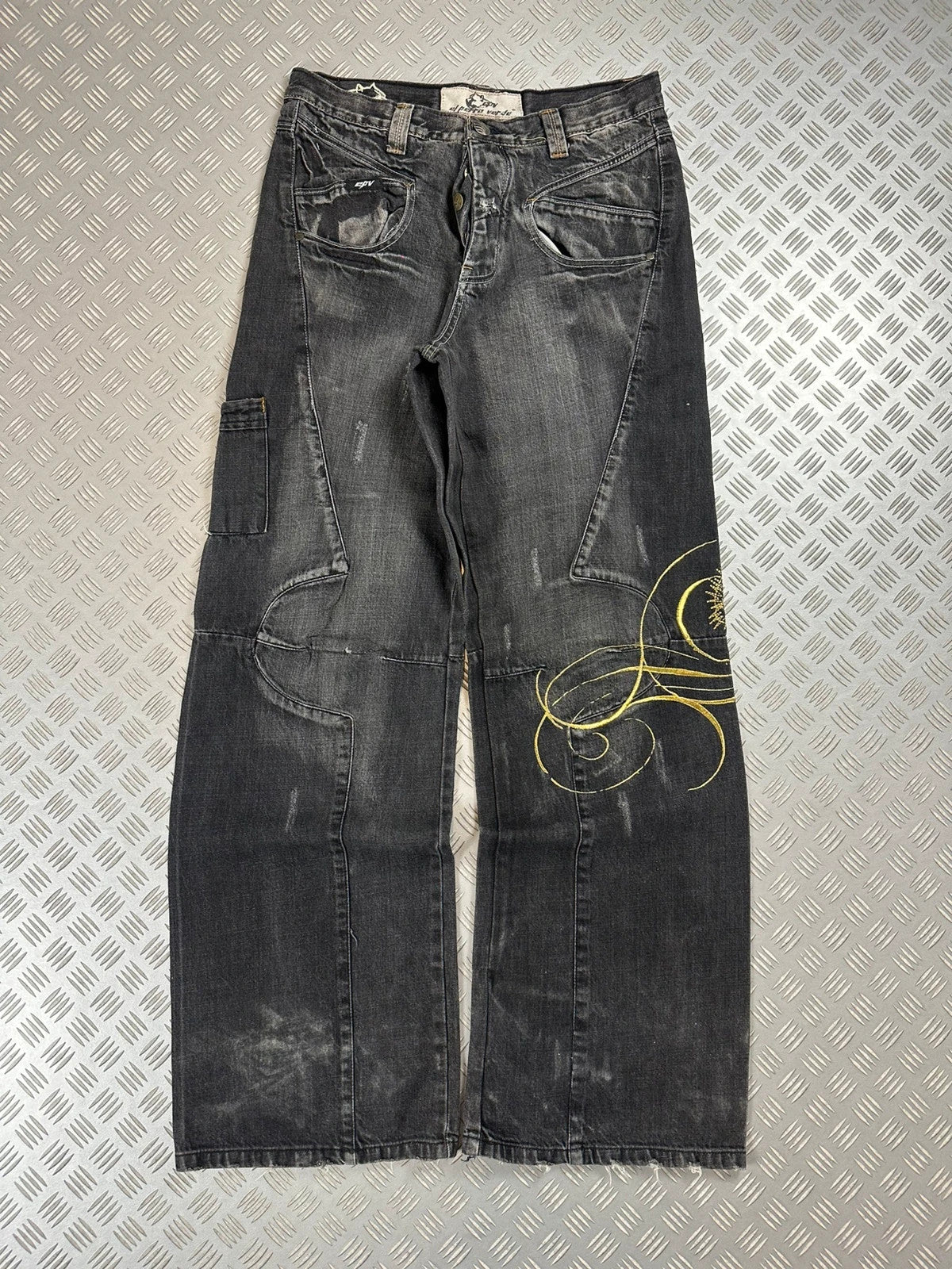 Vintage Hip Hop Tribal Embroidered y2k Baggy jeans 00s