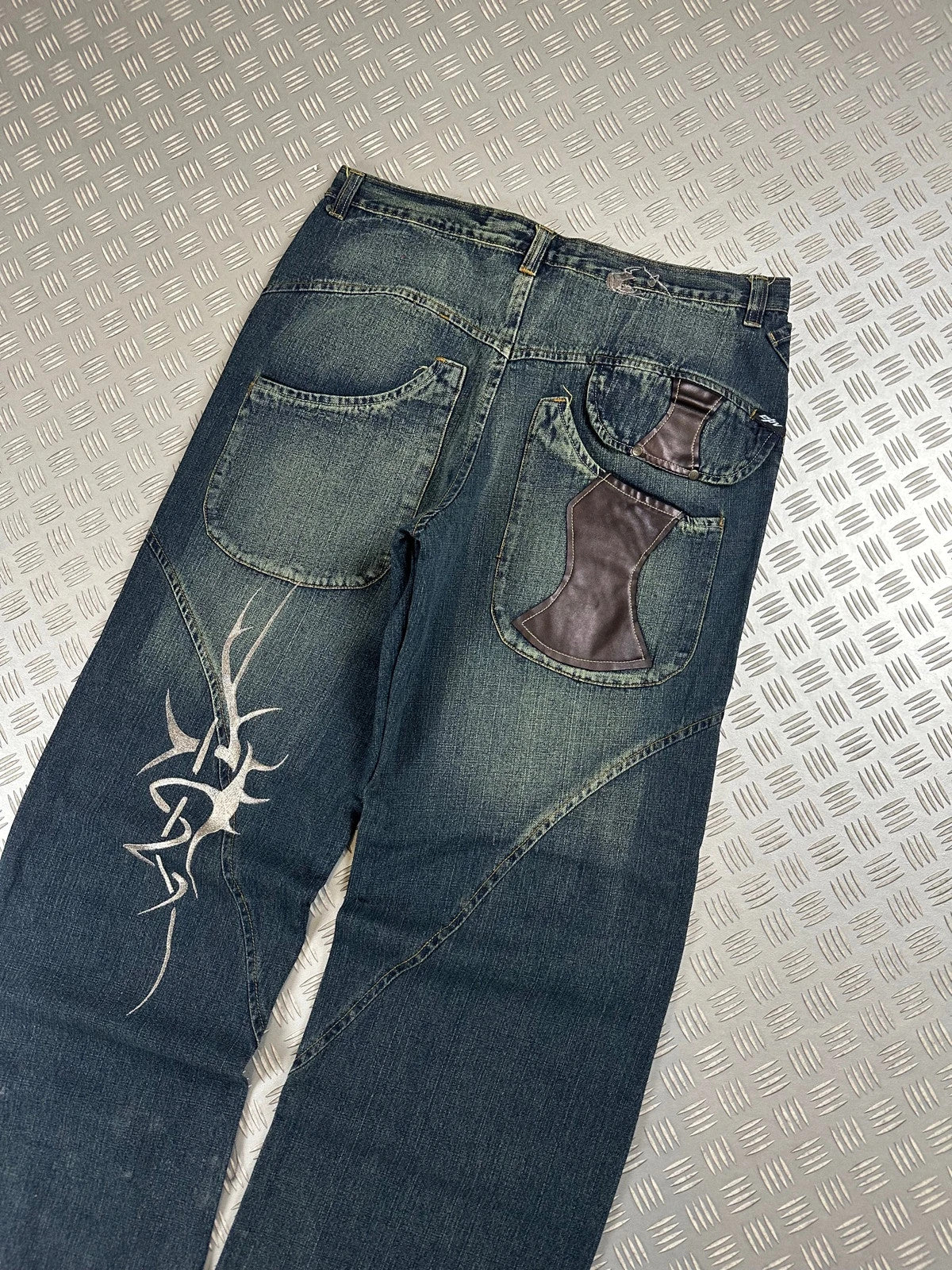 Vintage Tribal y2k Hip Hop Ultra Baggy Jeans 2000s rare piece