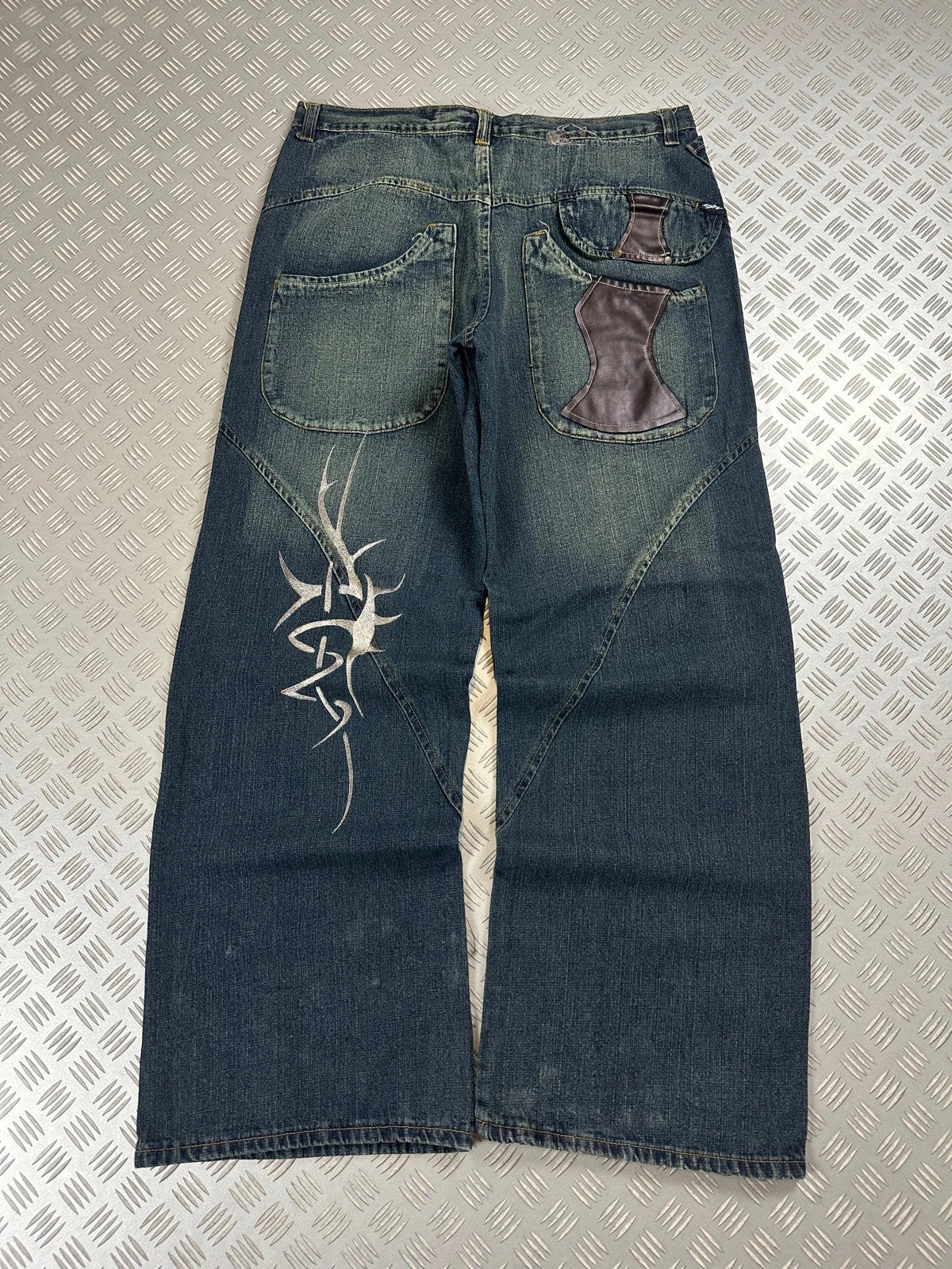Vintage Tribal y2k Hip Hop Ultra Baggy Jeans 2000s rare piece