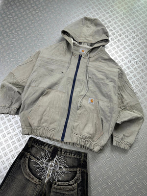 Y2k bomber Hooded full zip Up Jacket Carhartt boxy fit 2000s Handmade