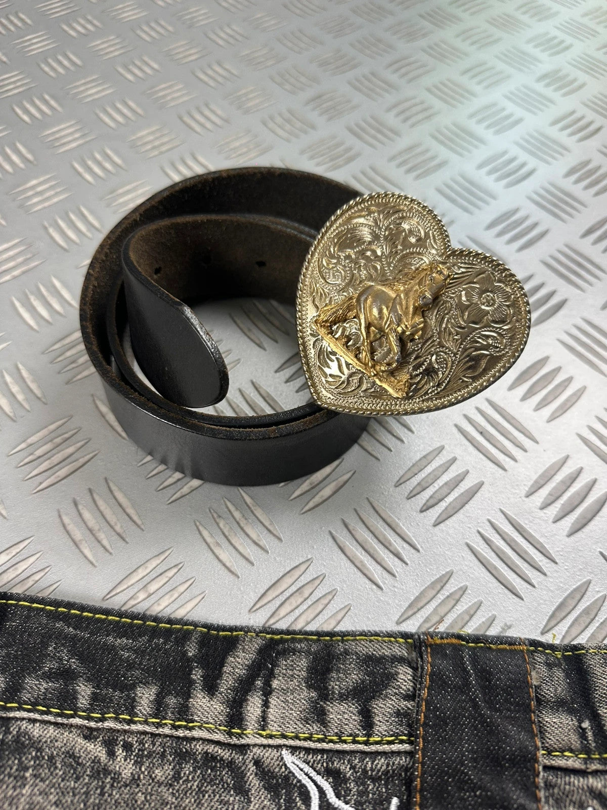 Vintage y2k leather belt 2000s rare