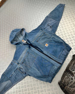 Y2k bomber Hooded full zip Up Jacket Carhartt boxy fit 2000s handmade