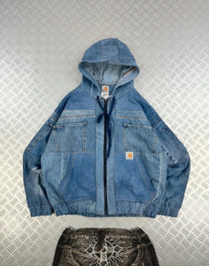 Y2k bomber Hooded full zip Up Jacket Carhartt boxy fit 2000s handmade