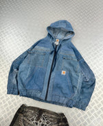 Y2k bomber Hooded full zip Up Jacket Carhartt boxy fit 2000s handmade