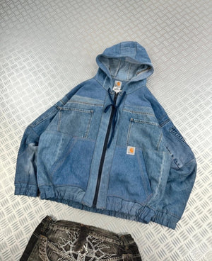 Y2k bomber Hooded full zip Up Jacket Carhartt boxy fit 2000s handmade