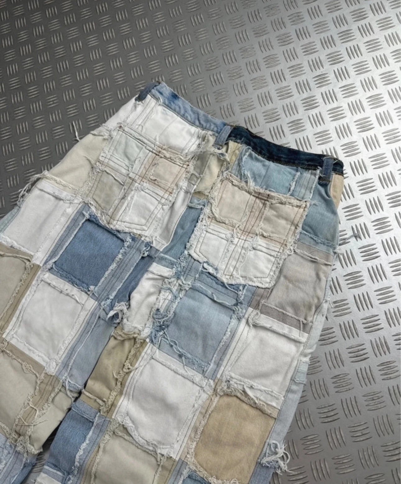 Vintage y2k Hip Hop Denim patchwork emo Baggy jeans 2000s rare piece