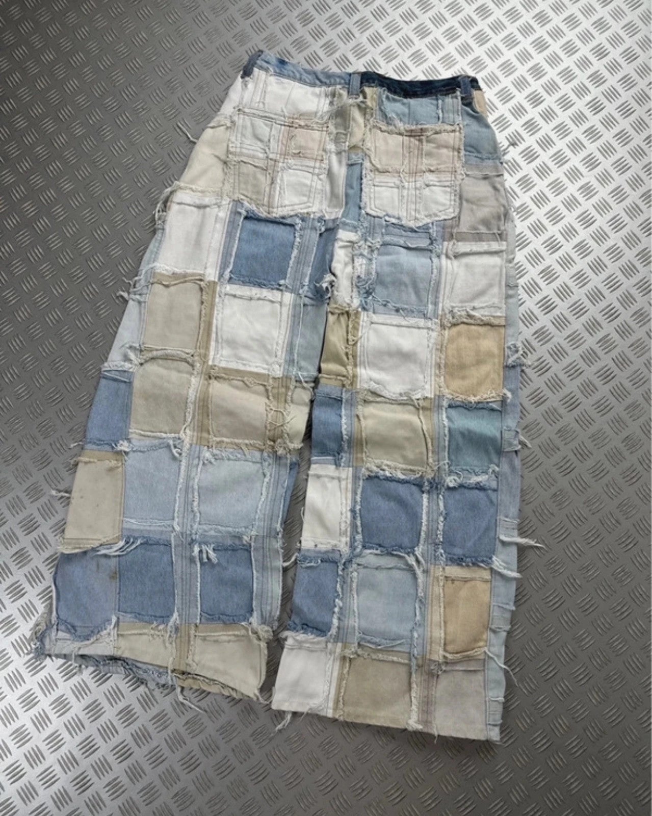 Vintage y2k Hip Hop Denim patchwork emo Baggy jeans 2000s rare piece