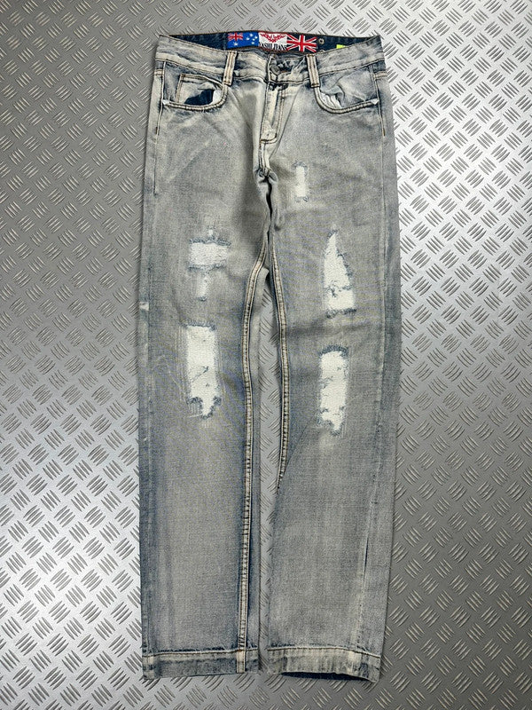 Vintage Faded y2k Japanese Hip Hop Denim Washed Jeans 2000s