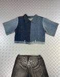 Vintage y2k Patchwork Full zip Up handmade 00s Jacket