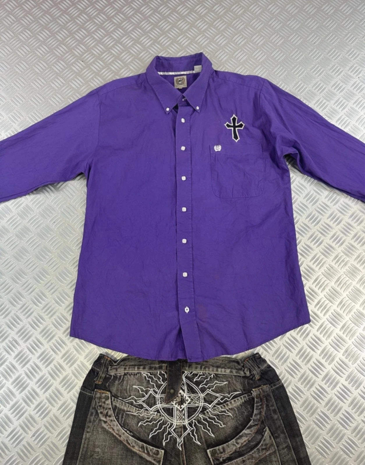 Vintage Cross tribal y2k Shirt affliction style 00s