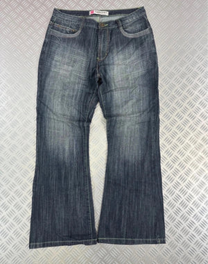 Vintage Lappy Ami y2k Hip Hop Japanese boot cut Baggy Jeans 2000s Flared style