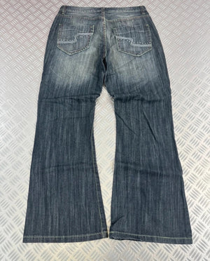 Vintage Lappy Ami y2k Hip Hop Japanese boot cut Baggy Jeans 2000s Flared style