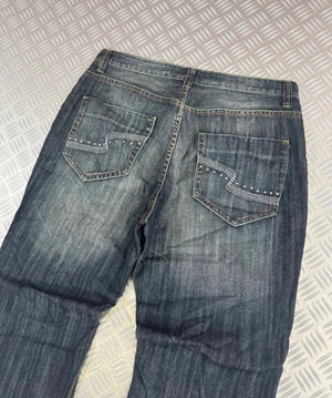 Vintage Lappy Ami y2k Hip Hop Japanese boot cut Baggy Jeans 2000s Flared style
