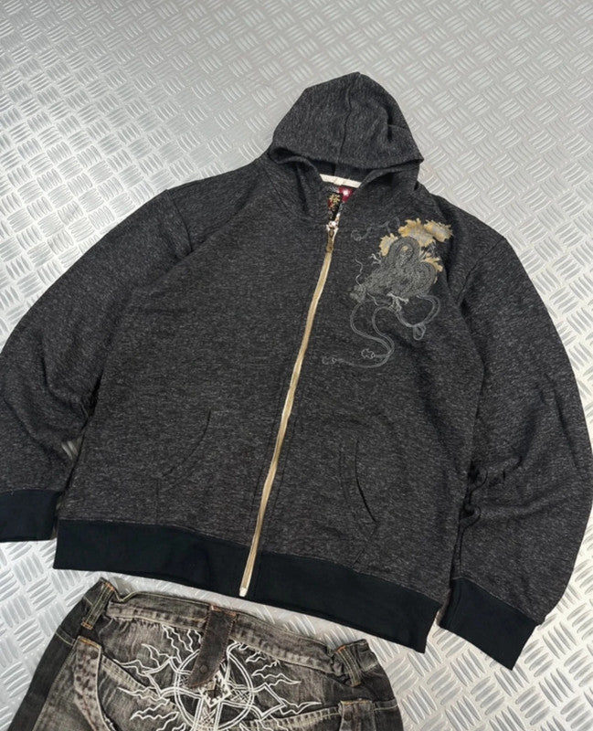 Vintage Sukajan Souvenir Bullet noise y2k Hip hop hooded karakuri tamashi full zip Up Jacket
