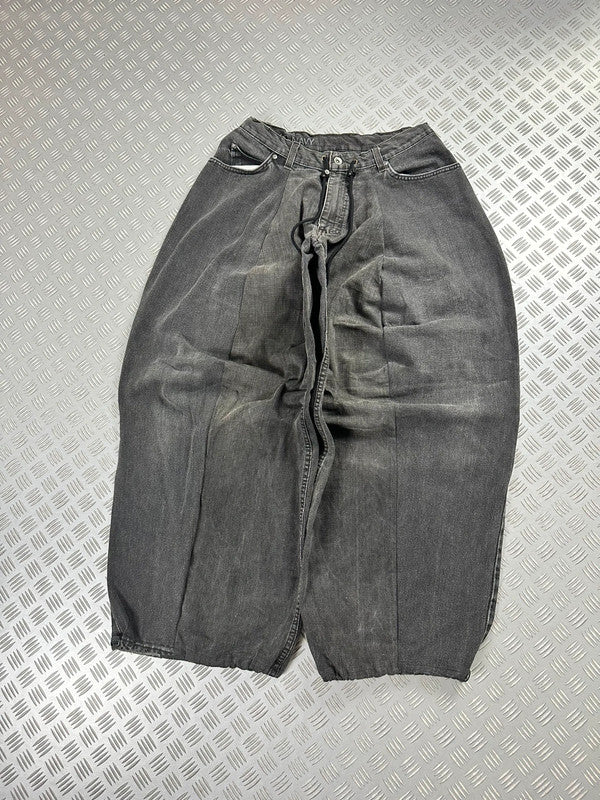Handmade baggy balloon jeans  black Japanese workwear style 2000's